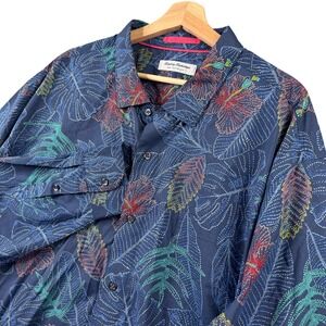 Tommy Bahama Siesta Key Mens 3XLB Navy Blue Tropical Floral Long Sleeve Shirt